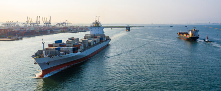 Cargo ship in a Savannah port